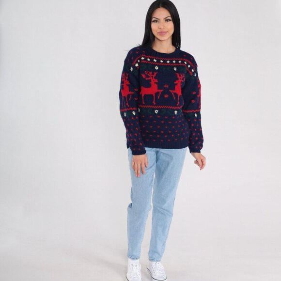 90s vtg GOKEYS Reindeer Sweater - Picture 9 of 9